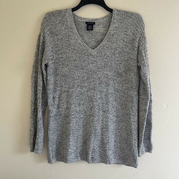 Calvin Klein Jeans Gray Marled Textured Knit Sweater - Size Medium - Cozycore - Picture 1 of 5